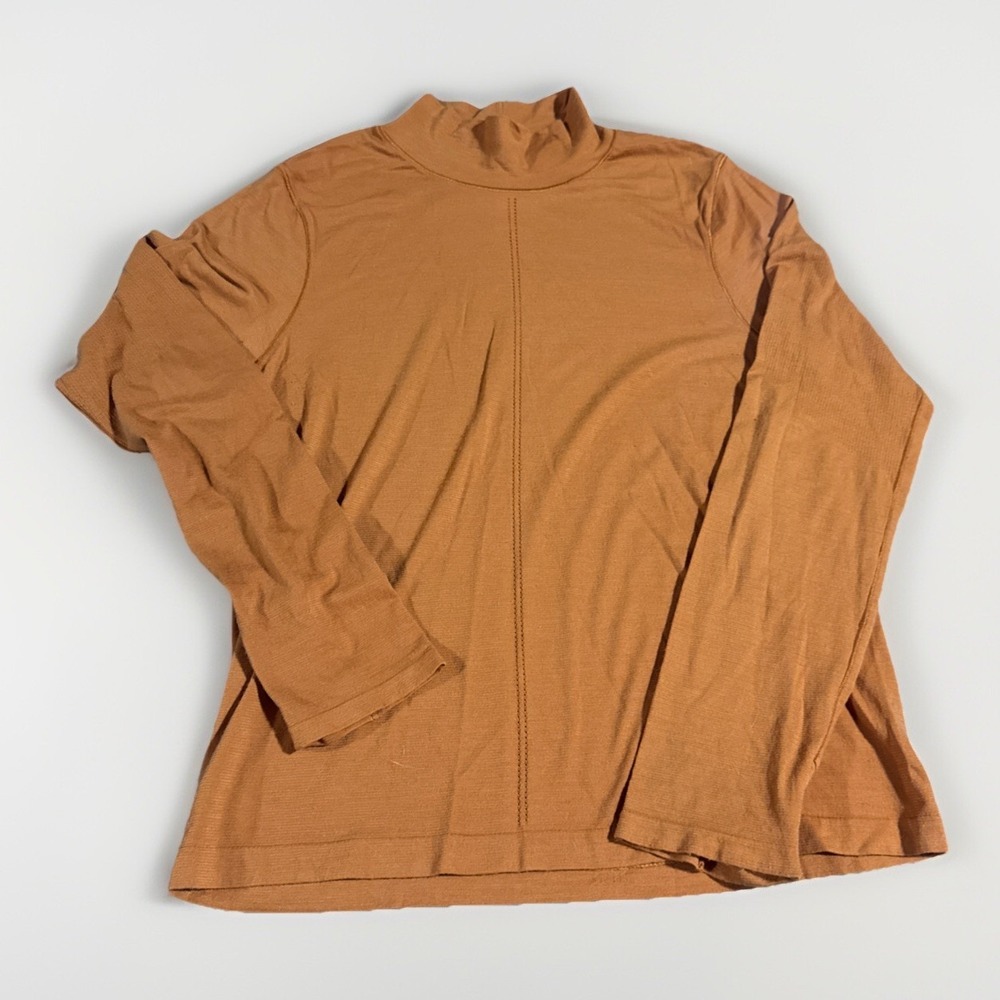 Athleta Women's Mock Neck Long Sleeve Orange Top Sz XL